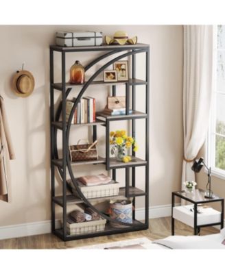Industrial 5-Tier 70.8-Inch Tall Bookshelf with 8 Open Shelves Etagere Bookcase Display Storage Unit for Home or Office