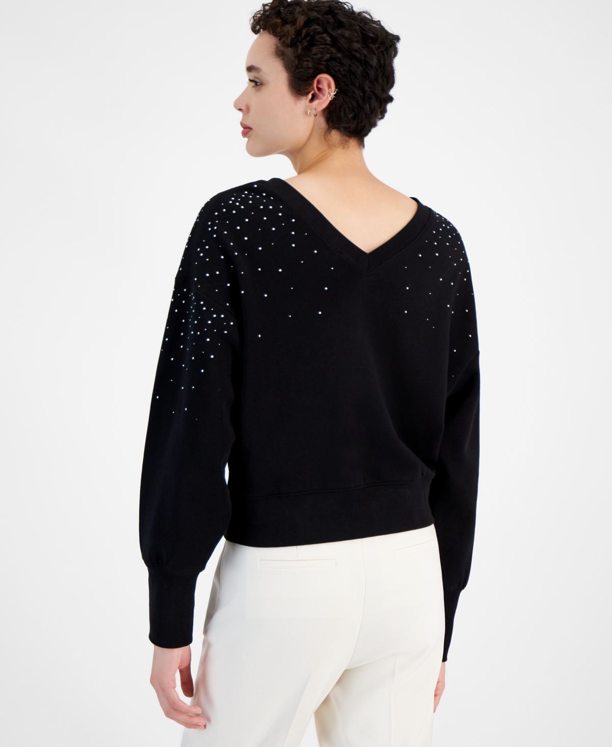 HUGO BOSS WOMEN'S ELAY EMBELLISHED COTTON SWEATER