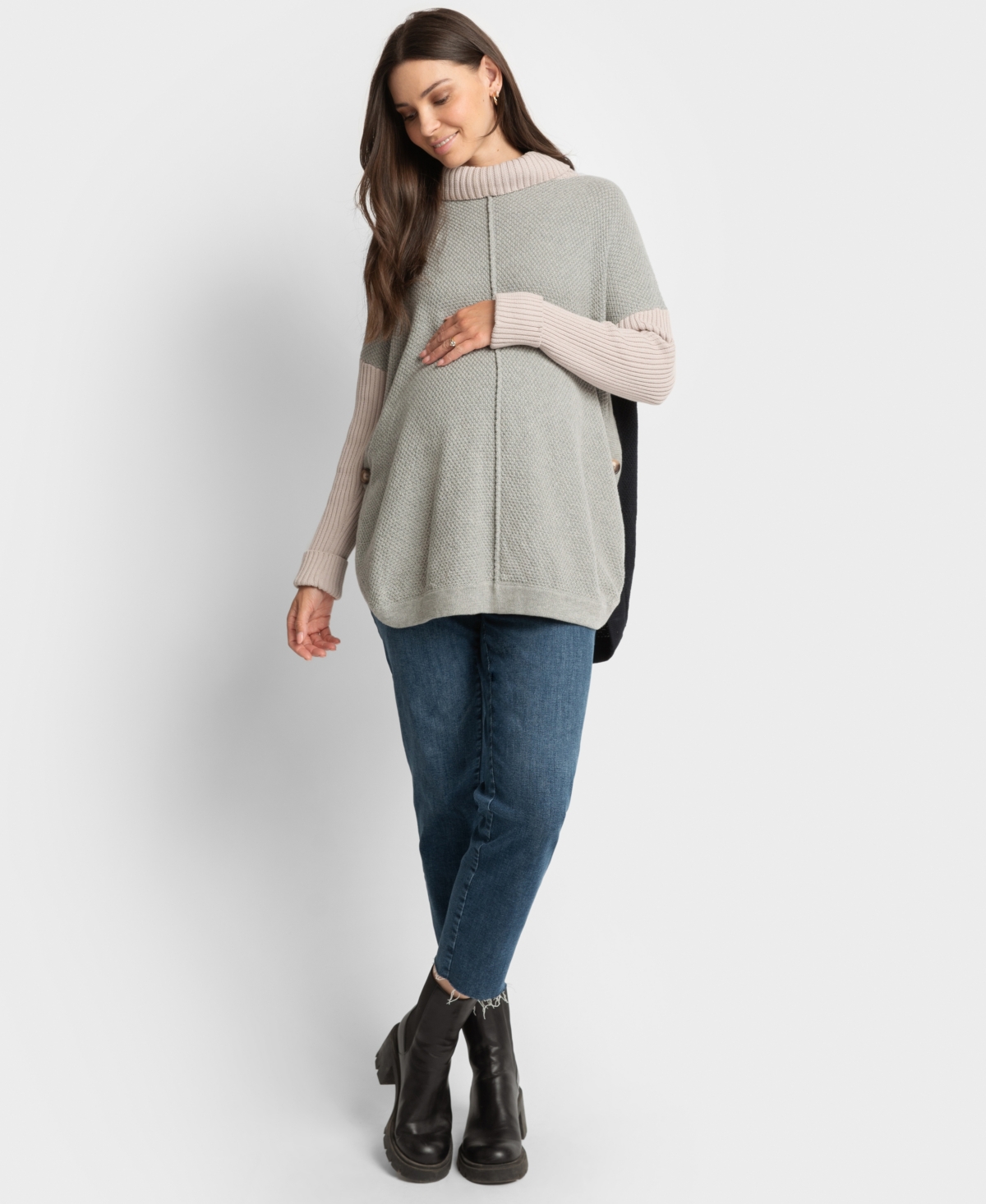 Shop Seraphine Women's Roll Neck Sweater In Grey And Navy