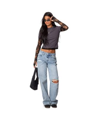 Women's Layered Lace Sleeve T Shirt