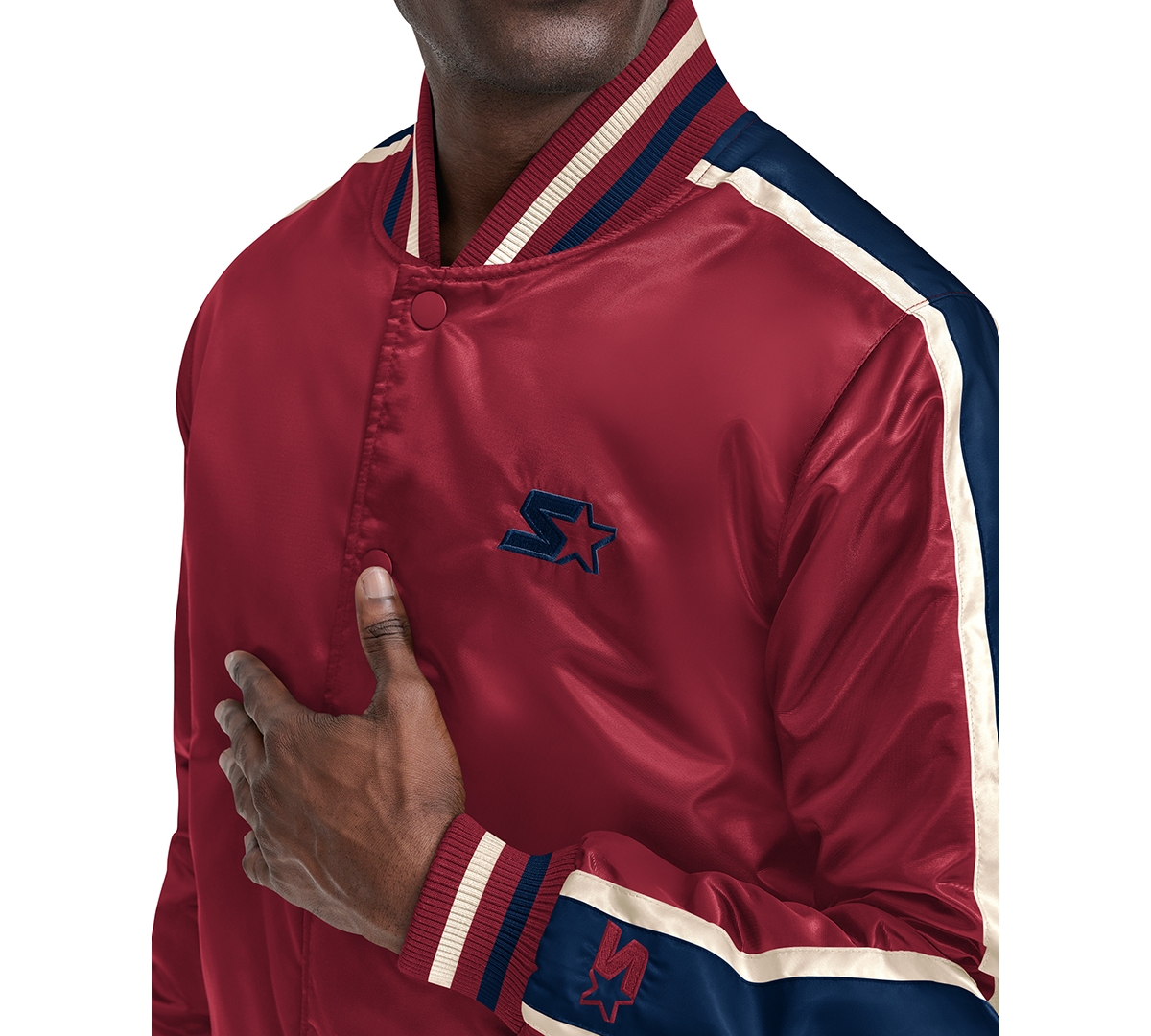 Starter Men's Enzo Stripe Logo Satin Jacket