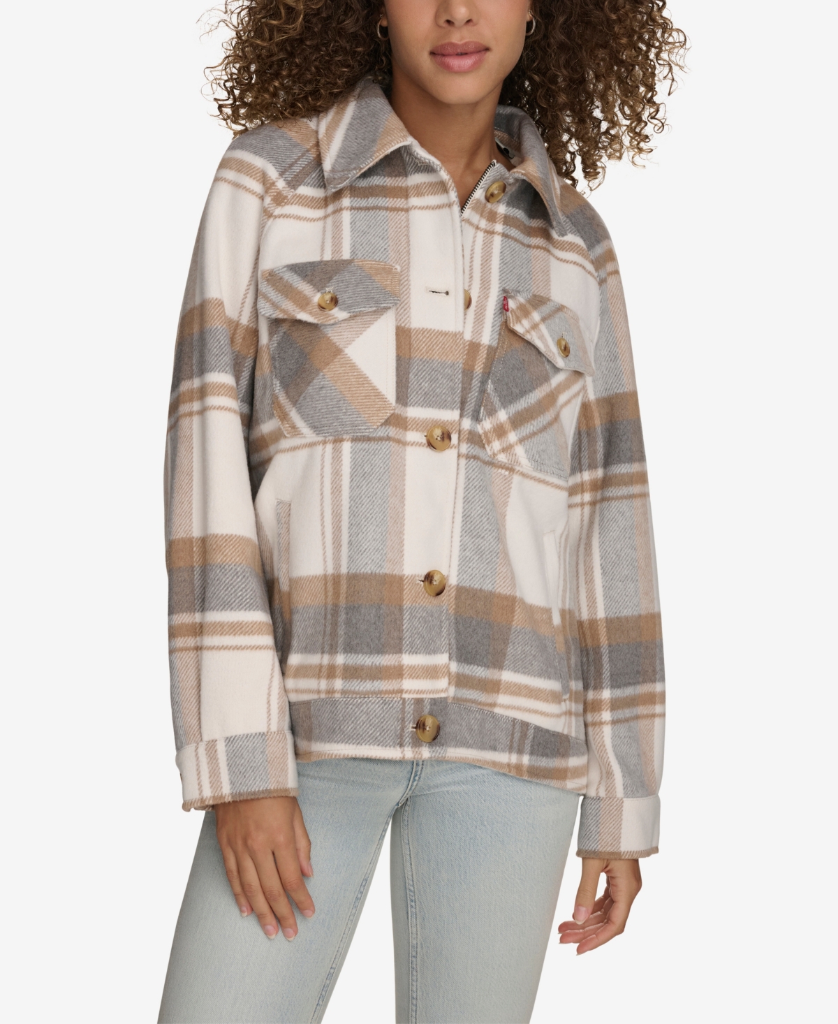 Women's Wool Blend Shirt Jacket - Leg Gry