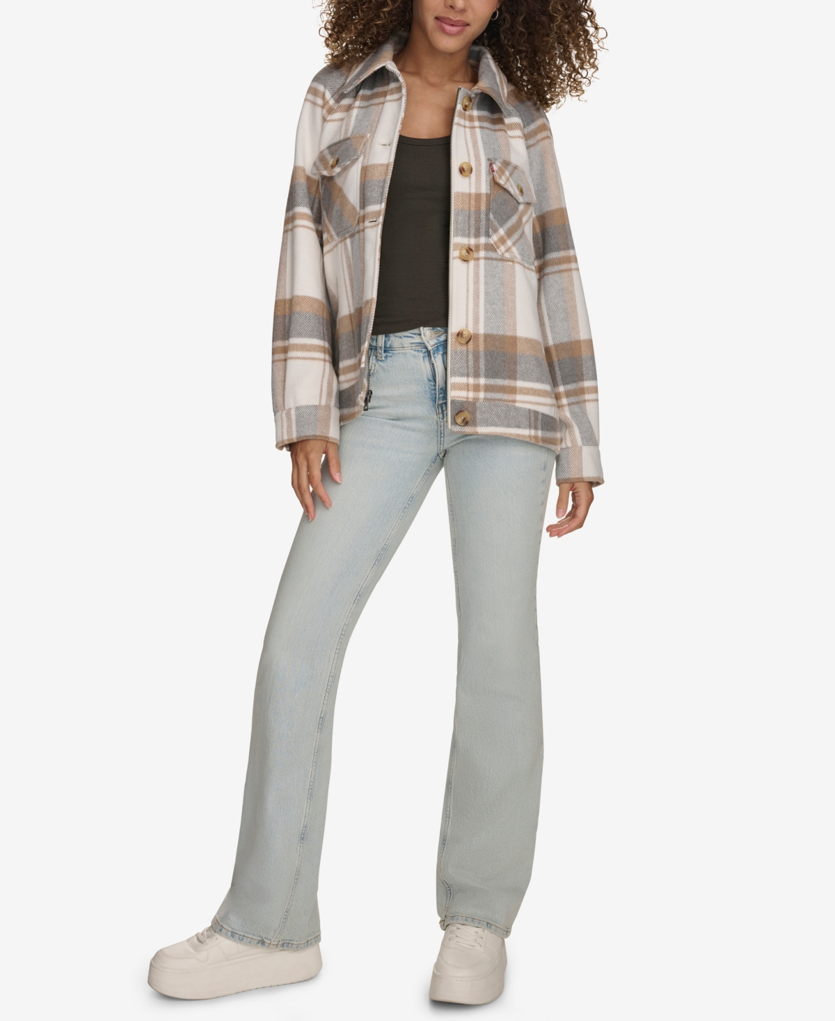 Levi's Women's Wool Blend Shirt Jacket In Sage Plaid