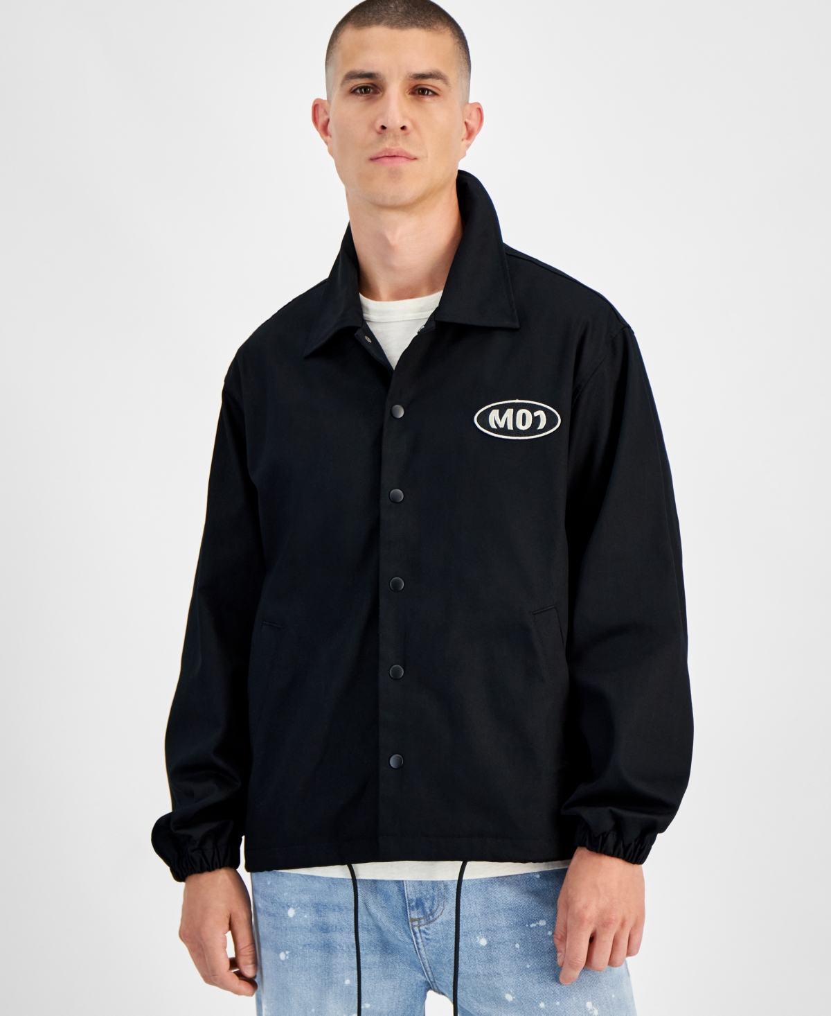 Mode of One Men s Twill Coaches Jacket Created for Macy s Deep Black