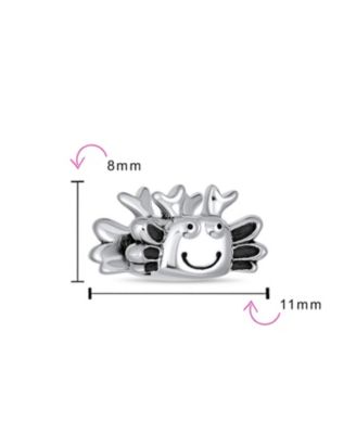 Nautical Travel Honeymoon Beach Tropical Vacation Happy Sand Crab Bead Charm Oxidized Sterling Silver Fits European Bracelet