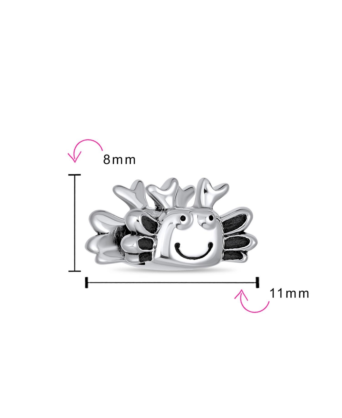 Bling Jewelry Nautical Travel Honeymoon Beach Tropical Vacation Happy Sand Crab Bead Charm For Women Oxidized Sterling Silver Fits European Bracelet