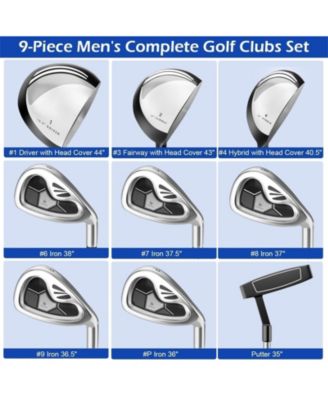 Men's 9 Pieces Complete Golf Club Set-Gray