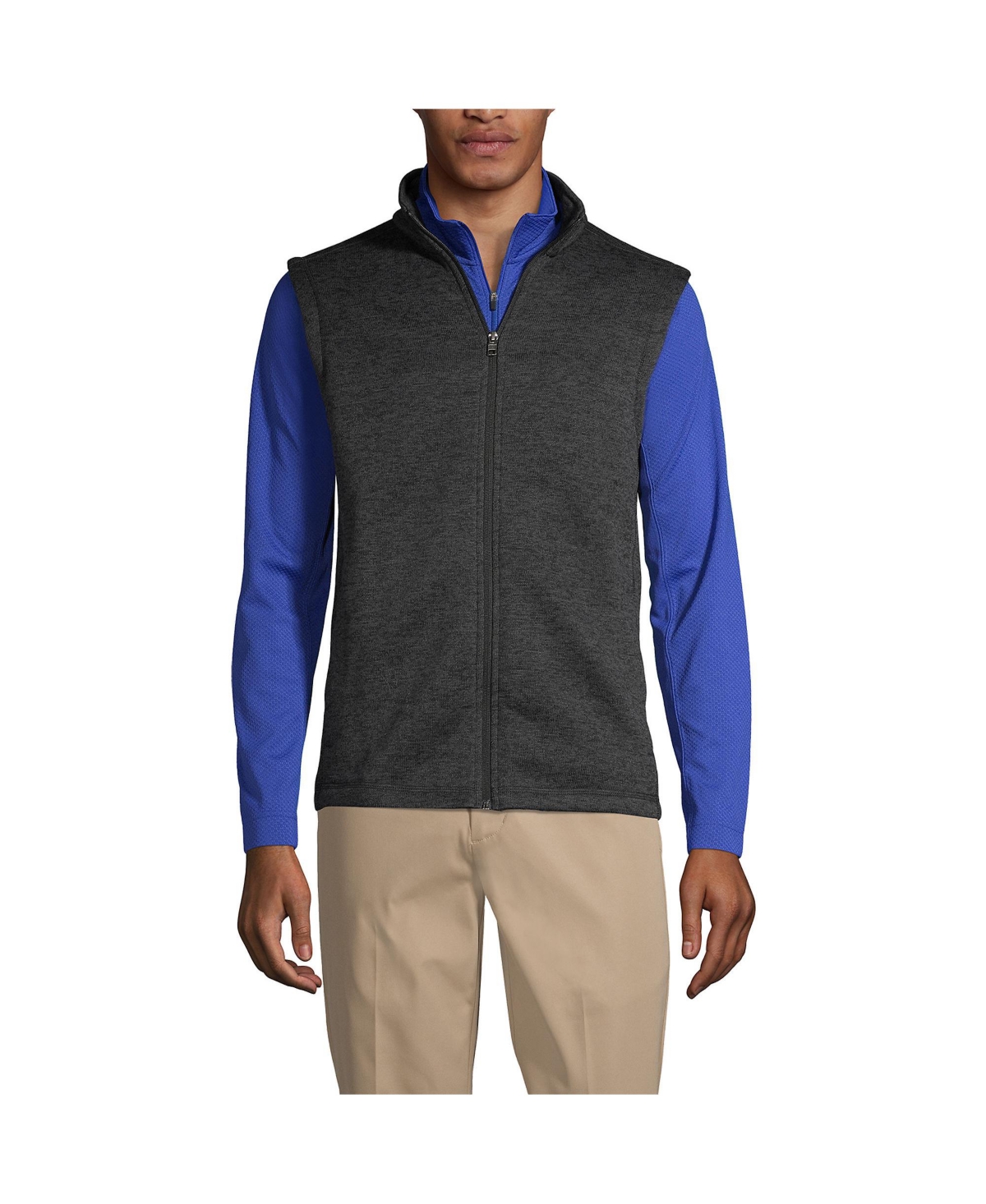 Men's School Uniform Sweater Fleece Vest - Black heather