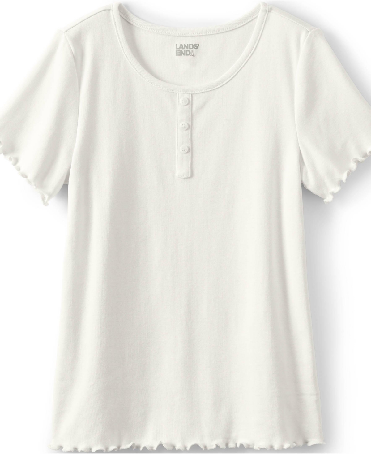 Lands' End Girls Short Sleeve Ribbed Henley T-Shirt