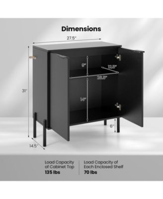 2-Door Buffet Cabinet Sideboard with Shelf and Metal Legs-Black