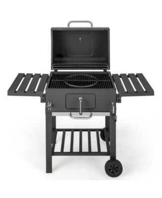Outdoor BBQ Charcoal Grill with 2 Foldable Side Table and Wheels