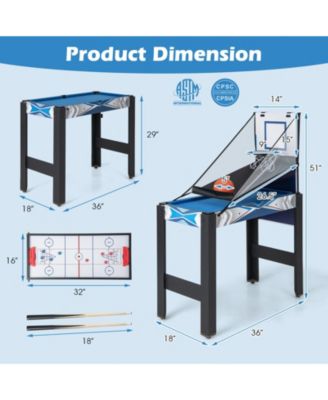 6-In-1 Combo Game Table with Basketball Billiards Ping Pong Hockey Shuffleboard