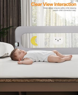 69-inch Adjustable Height Baby Bed Rail for Toddlers Foldable Safety Guard with Mesh Panel Fits Crib Twin Full Queen King Beds