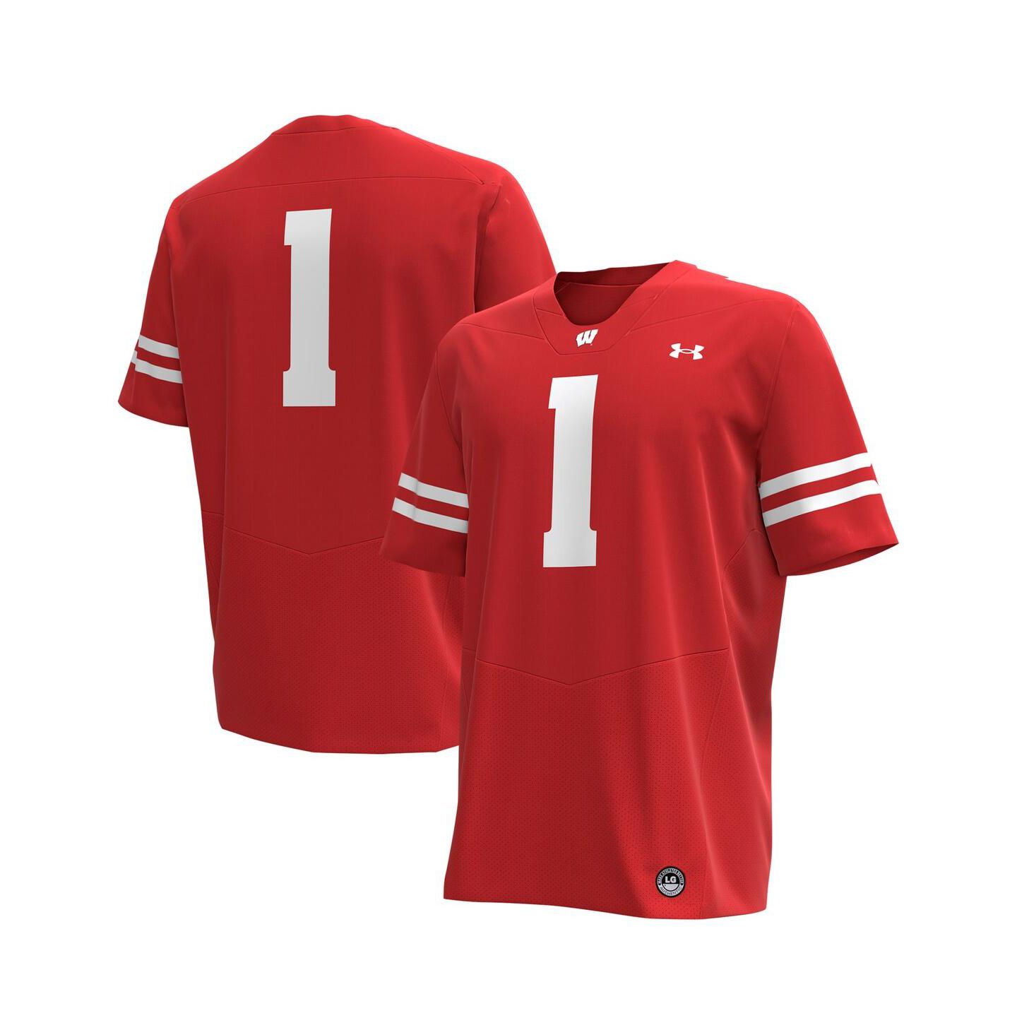 Мужской топ Under Armour 1 Wisconsin Badgers Replica Football Jersey, цвет: Красный — фото 1