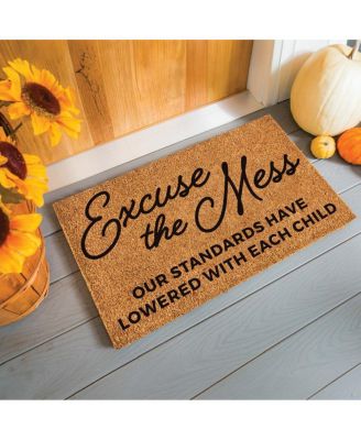 16 x 28 Inches Excuse the Mess Door Mat | Non-Slip Rubber Backing | Dirt catching Natural Coir | Indoor and Outdoor Home Decor