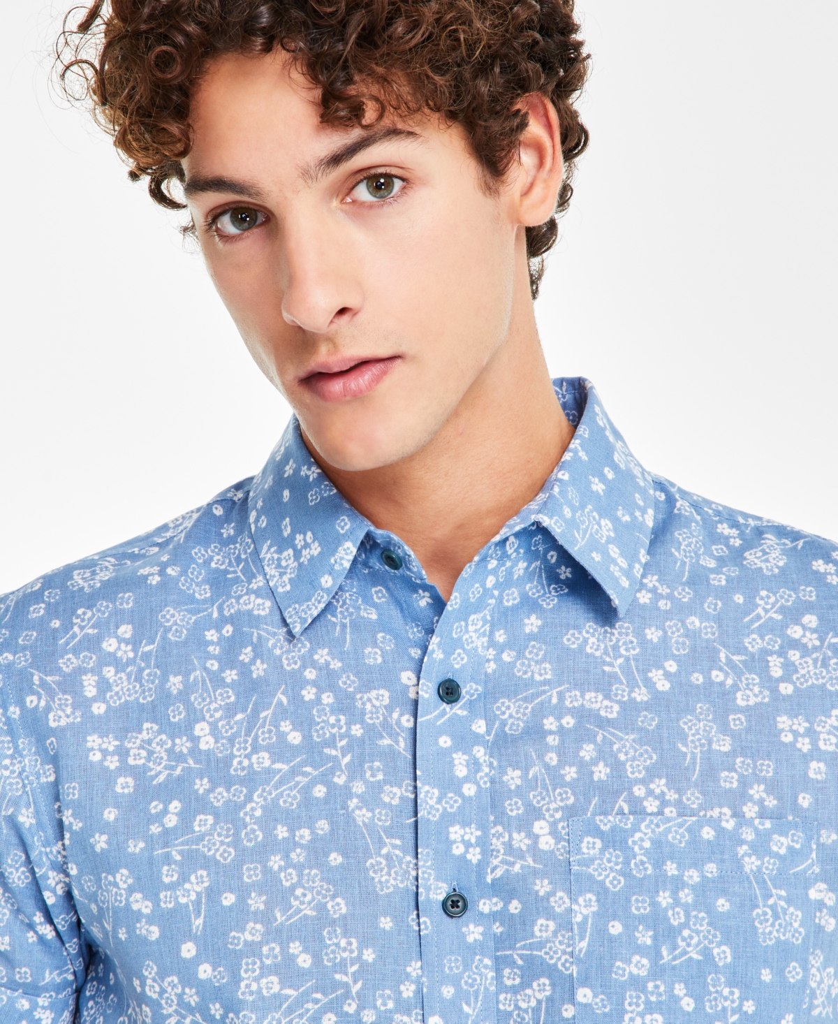 Sun + Stone Men's Richard Regular-Fit Floral Button-Down Shirt, Created for Macy's