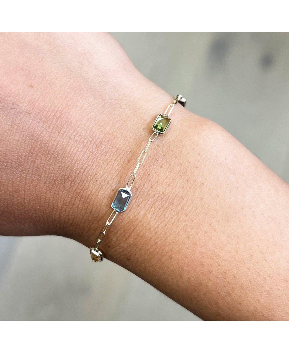 The Lovery Rainbow Gemstone Paperclip Bracelet