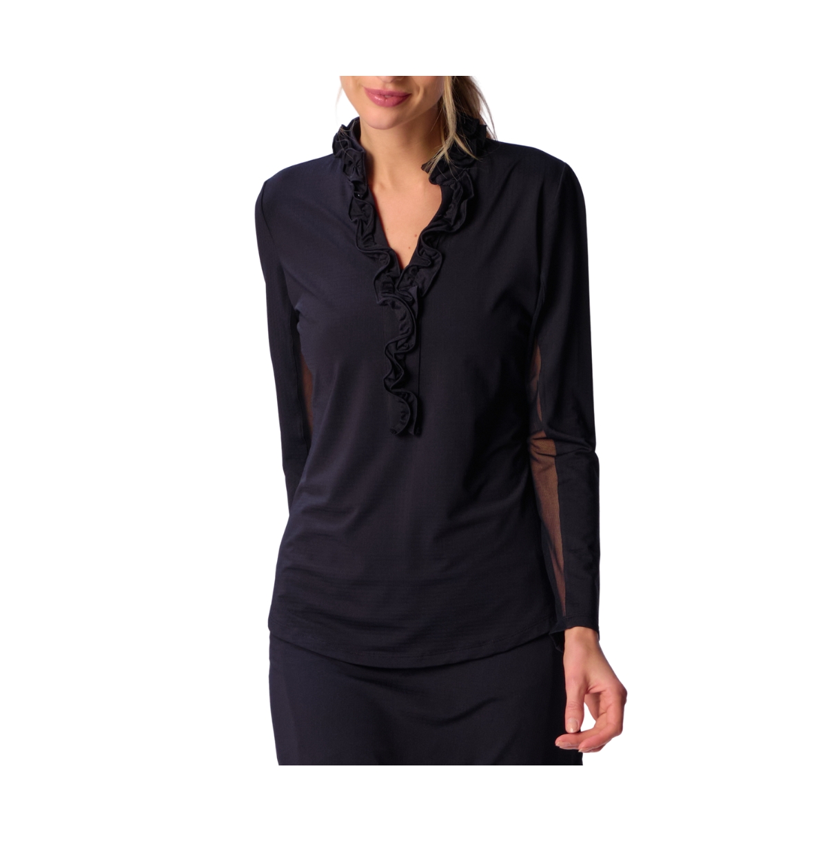Women's G Lifestyle Long Sleeve Double Ruffle Top - Coral
