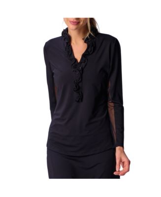 G Lifestyle Long Sleeve Double Ruffle Top - Macy's