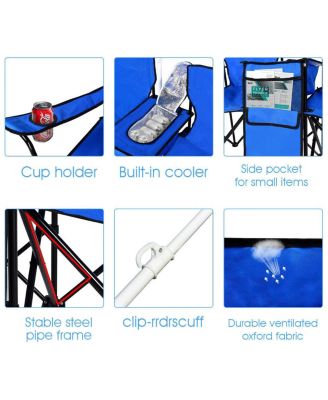 Portable Folding Picnic Double Chair W/Umbrella Table