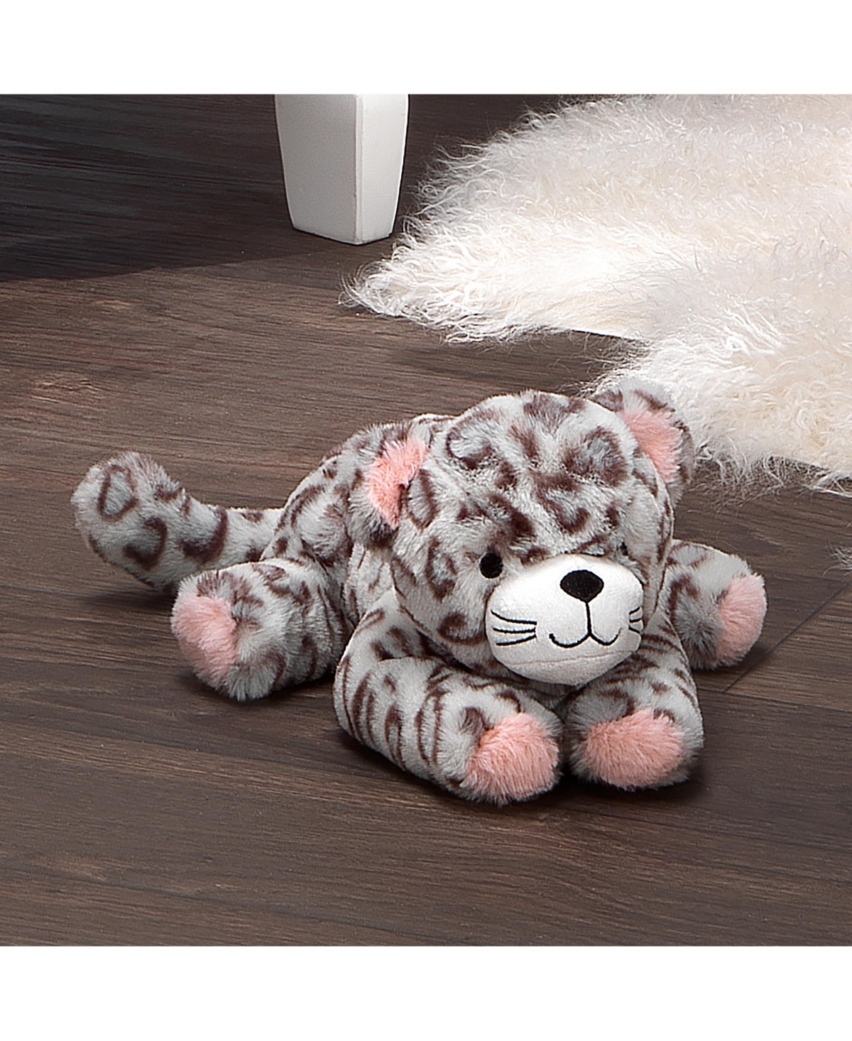 Lambs Ivy Happy Jungle Plush Leopard Stuffed Animal Toy -Gray - Cleo - Pink