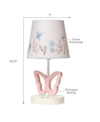 Baby Blooms Pink Butterfly Nursery Lamp with Floral Shade & Bulb