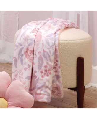 Lavender Floral Pink/Purple Soft Fleece Baby Blanket