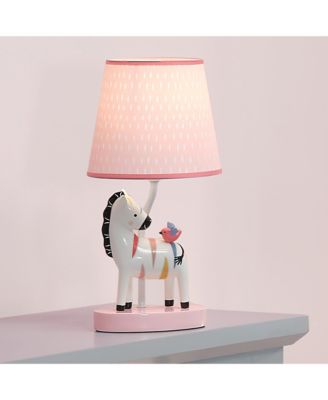 Jazzy Jungle Zebra White/Peach Nursery Lamp with Shade & Bulb