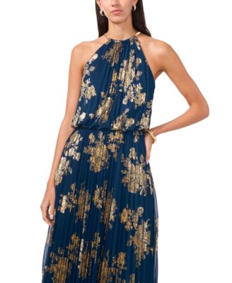 Women's Embellishment Halter-Neck Pleated Dress