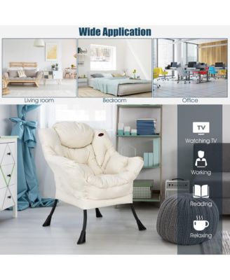 Modern Polyester Fabric Lazy Chair Single Sofa Chair w/Side Pocket