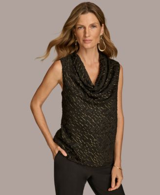 Donna Karan New York - Women's Sleeveless Metallic Cowlneck Top