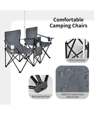 Folding Picnic Double Chair W/Umbrella Table Cooler Beach