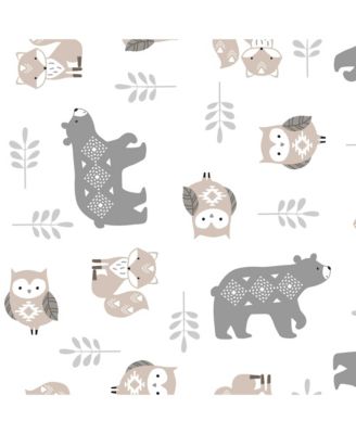 Woodland Forest White/Gray Animal 100% Cotton Baby Fitted Crib Sheet