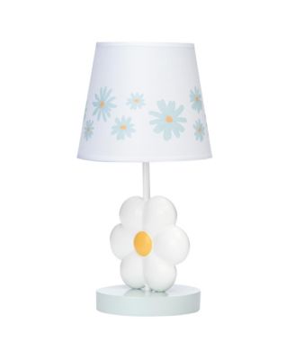 Sweet Daisy White Floral Nursery/Child Lamp with Shade & Bulb