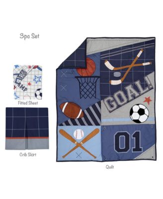 Baby Sports 3-Piece Football/Basketball Baby Crib Bedding Set