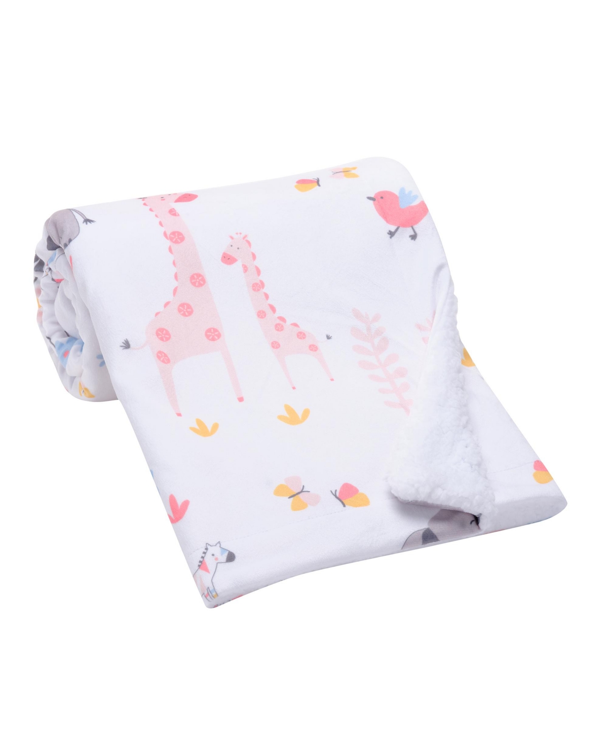 Lambs & Ivy Jazzy JungleFleece Safari Animals Soft Baby Blanket - White