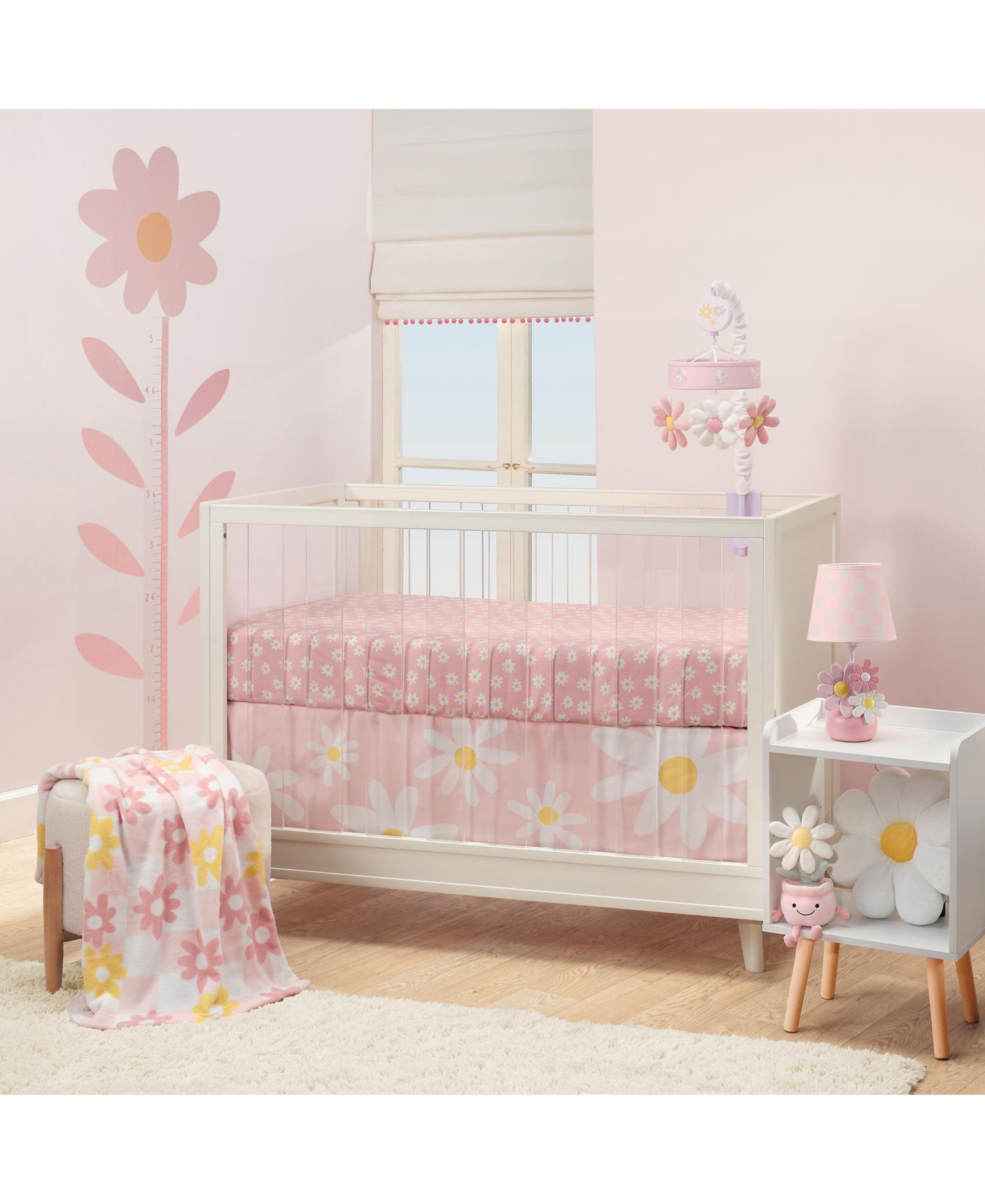 Lambs and Ivy Daisy Dreams Pink/White Checkered Soft Luxury Changing Pad Cover