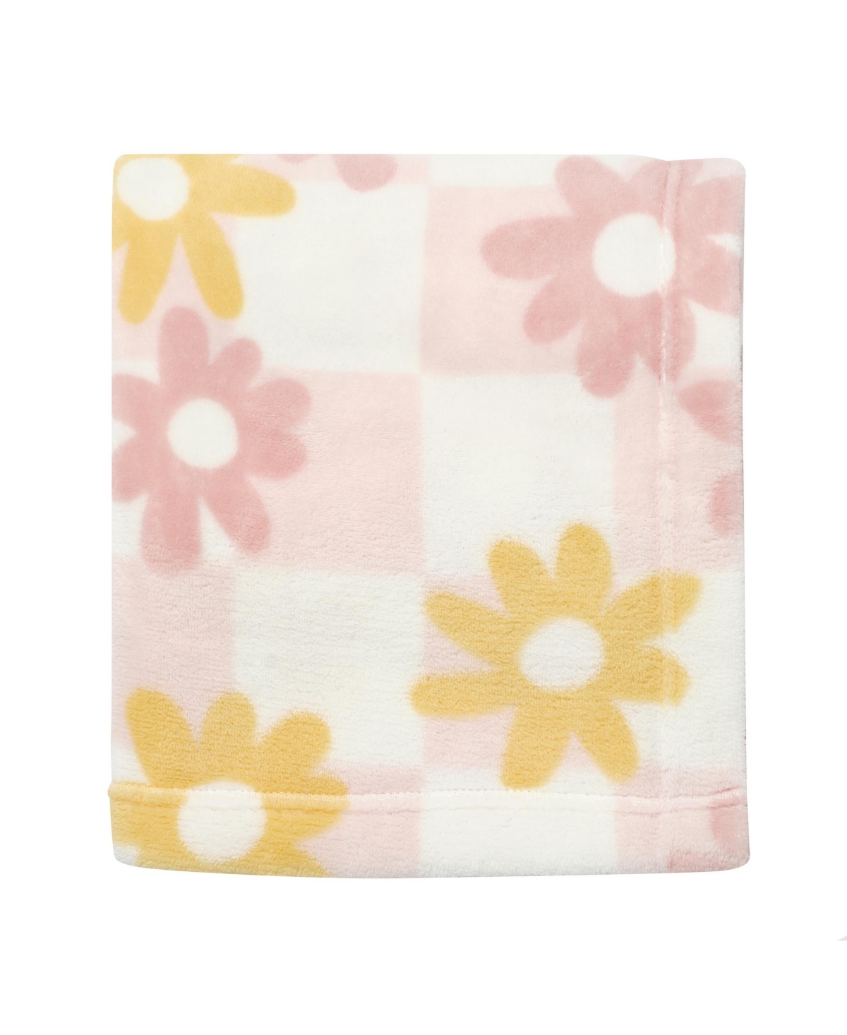 Lambs & Ivy Daisy Dreams Soft & Cozy Luxury Fleece Checkered Baby Blanket