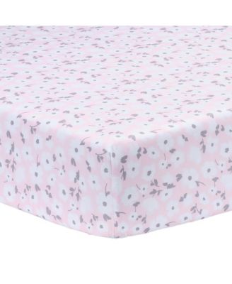 Floral Pink/Gray 2-Pack Fitted Crib/Toddler Sheet Set- Flower