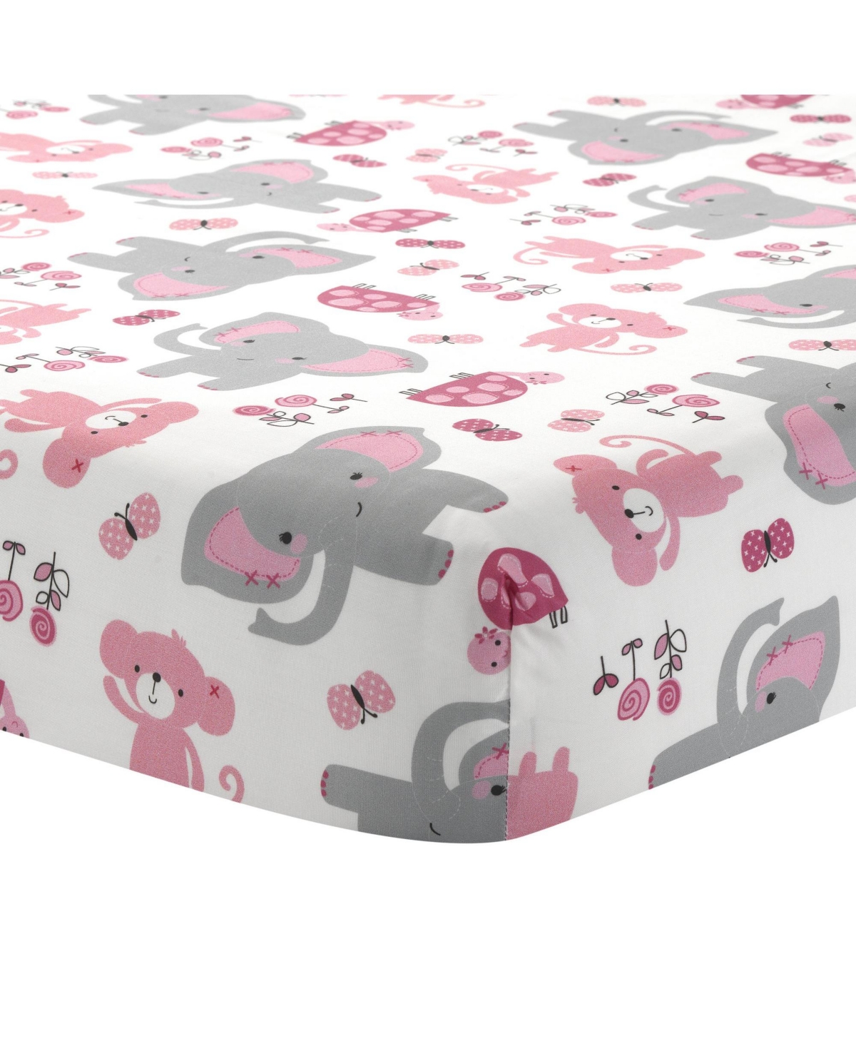 Bedtime Originals Twinkle Toes Pink/Blue/Green Elephant & Monkey 3-Piece Nursery Crib Bedding Set