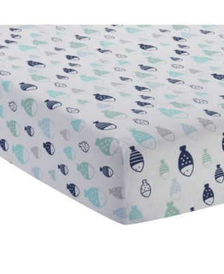 Oceania Blue/Gray/White Whale with Octopus and Fish Nautical Ocean 6-Piece Nursery Baby Crib Bedding Set