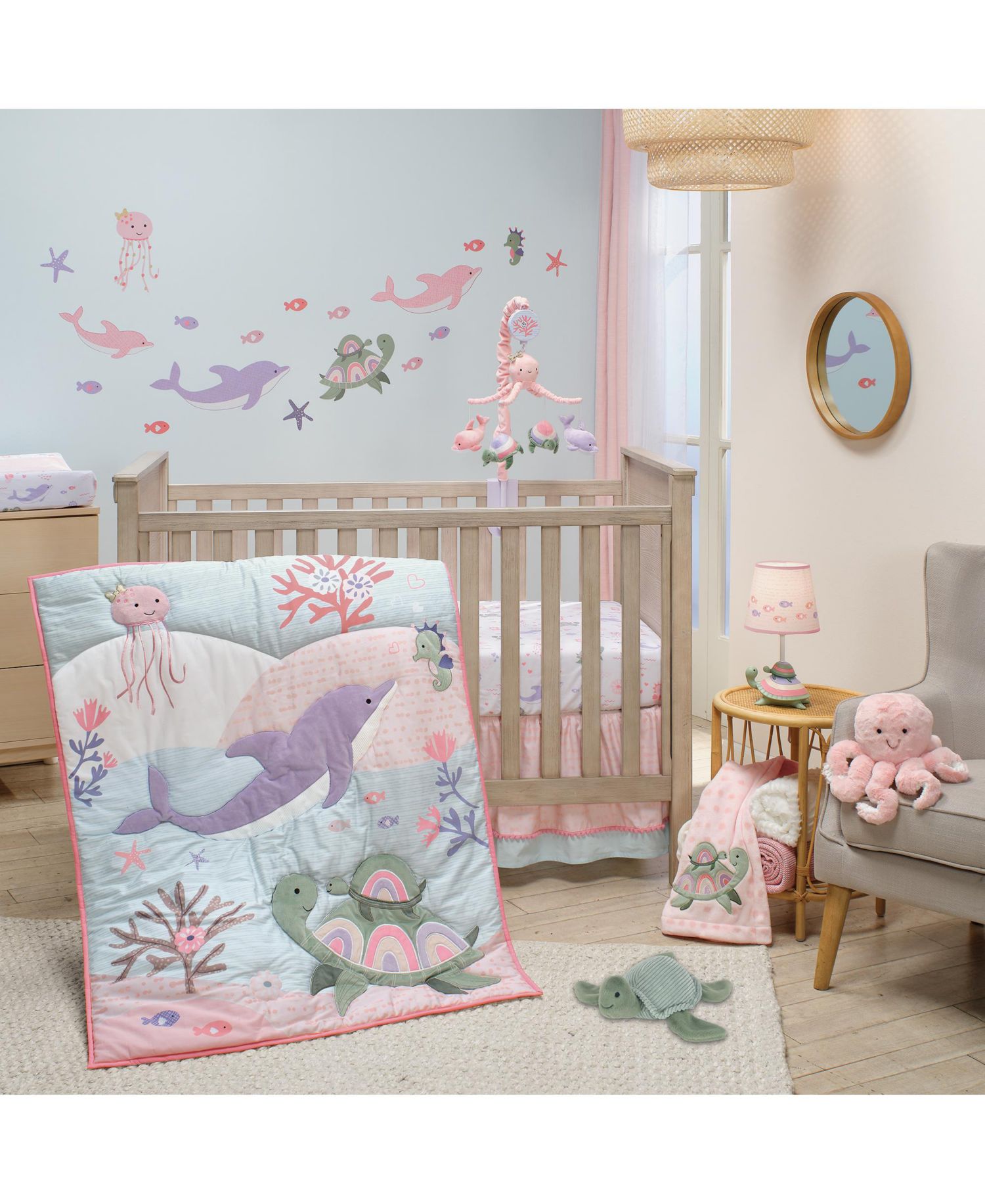 Lambs and Ivy Sea Dreams Dolphin/Turtle Musical Baby Crib Mobile Soother Toy