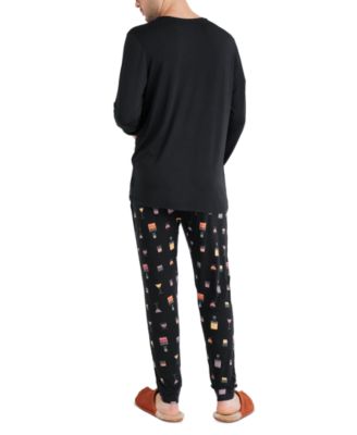 Men's Snooze Relaxed-Fit Heathered Long-Sleeve Sleep T-Shirt