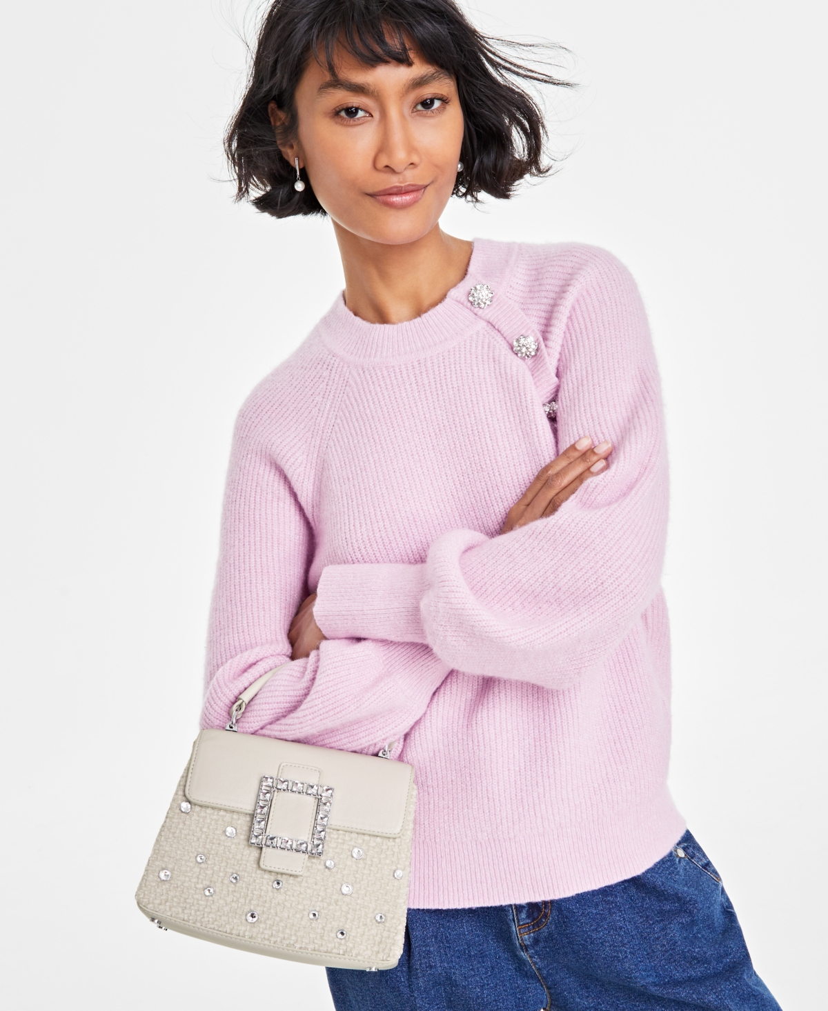 On 34th Tandii Woven Crystal Satchel Crossbody, Created for Macy's