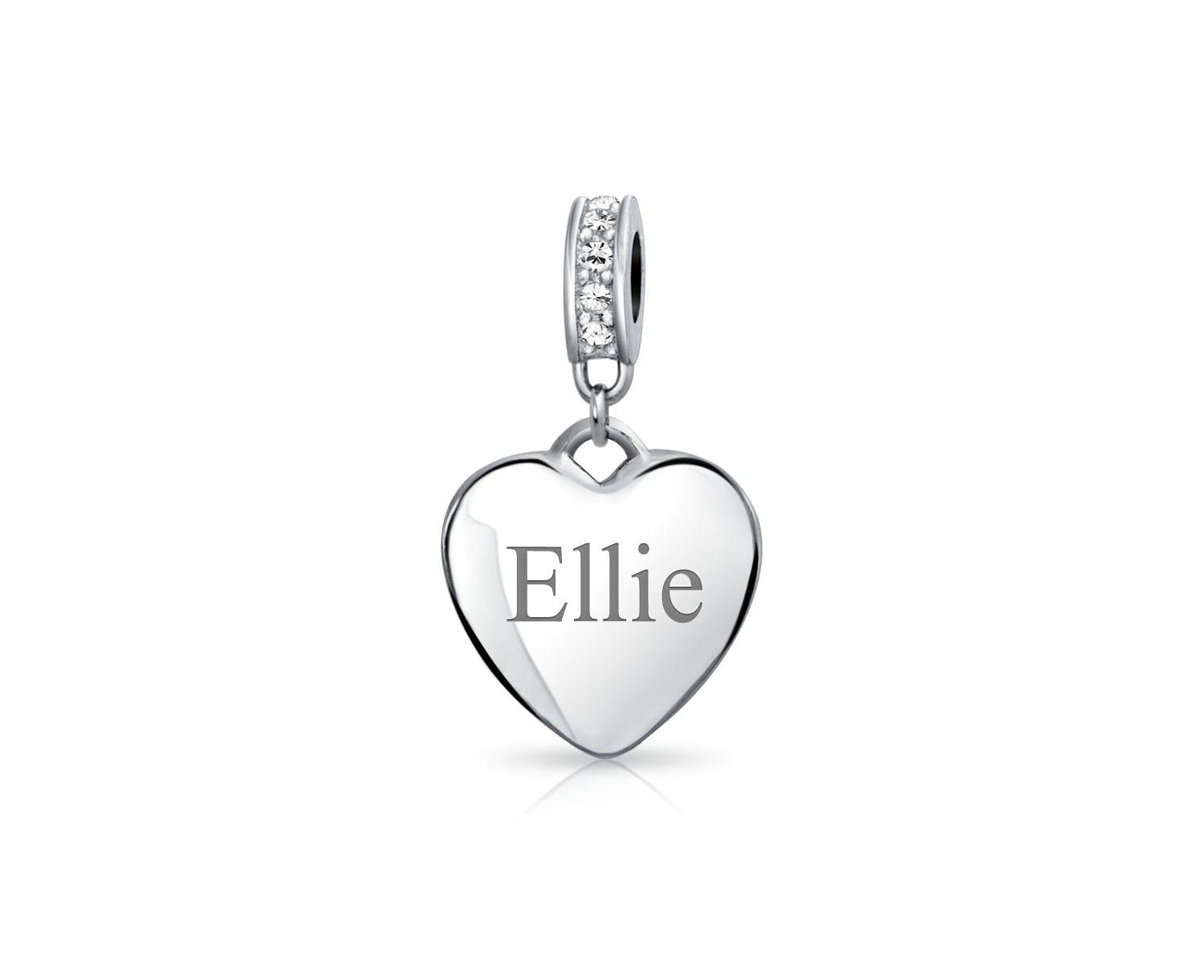 Heart Shape Blue Crystal Dangle Bead Charm For Bracelet Sterling Silver