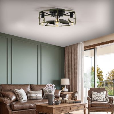 Streamdale Green Caged Ceiling Fan with Light & Remote