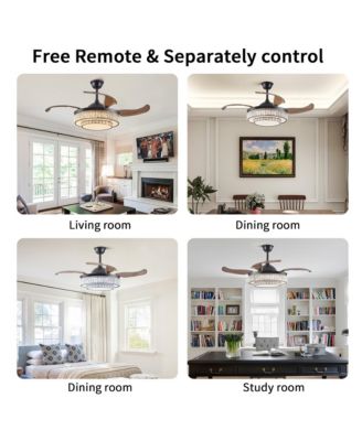 Contemporary LED Retractable Remote Control Ceiling Fan