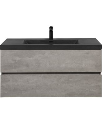 Streamdale Modern 42&amp;#x22; Floating Vanity with Black Quartz Basin