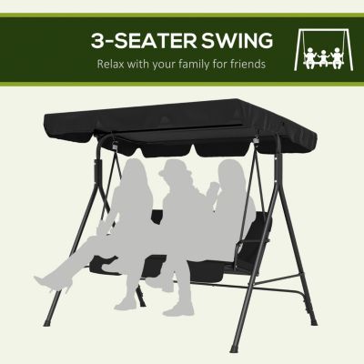 3-Seat Outdoor Patio Swing w/ Canopy & Cushion