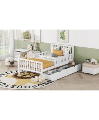 Twin Metal Guardrails Storage Floor Bed